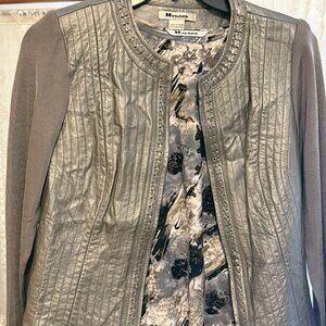 Classy blouse and leather jacket